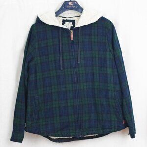 Women's Scotch Plaid Flannel Shirt, Sherpa-Lined Zip Hoodie 505453 Large